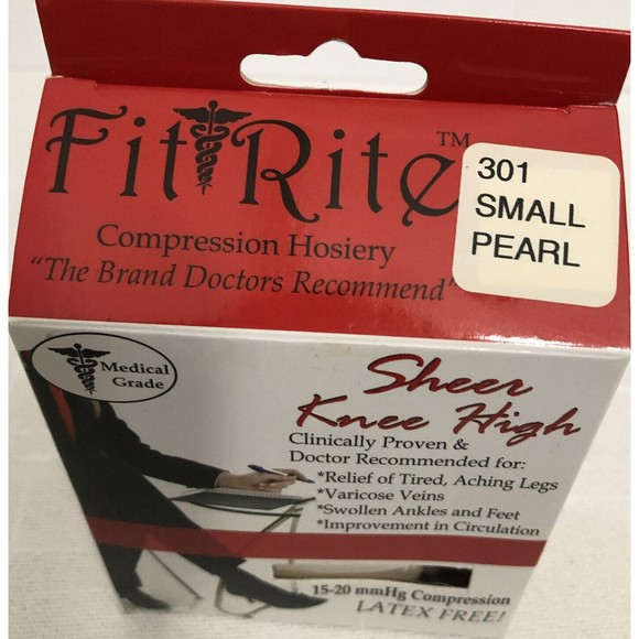 Fit Rite Hosiery - Sheer Knee High Medical Grade Compression- Size Small - Pearl - Picture 2 of 6